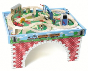 Complete Wooden Railway Playtable C/W Engineers Sling Bridge Set