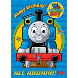 Thomas The Tank - Birthday Card With Badge Birthday Boy Thomas Birthday ...